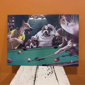 Vintage Dogs‎ Playing Pool Art Print tin